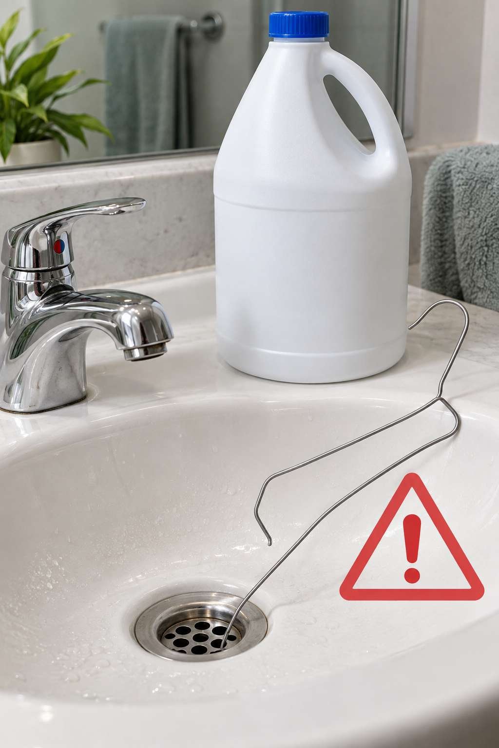 Items to avoid when cleaning a bathroom sink drain