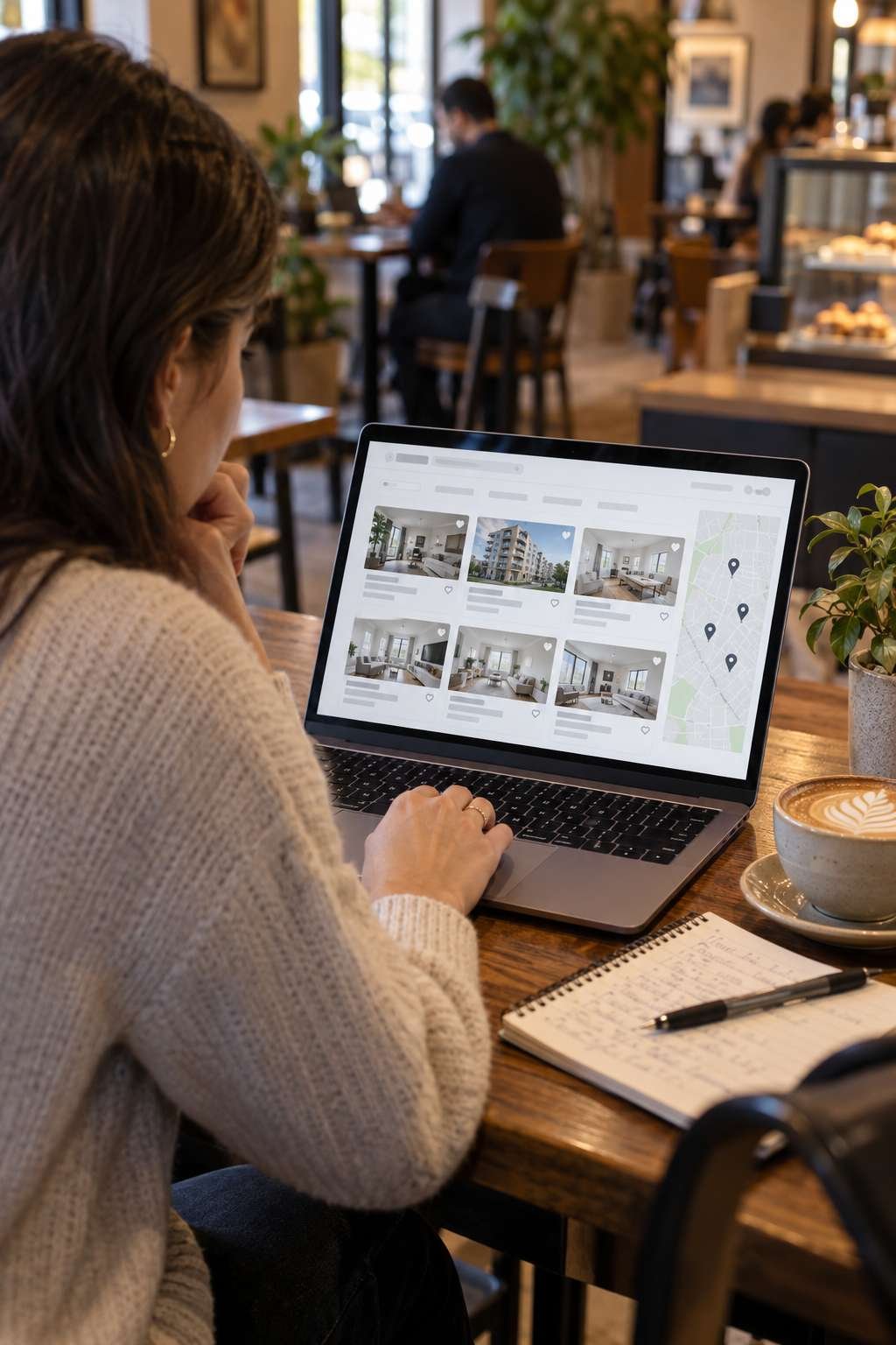 Searching for an affordable one-bedroom apartment on a laptop