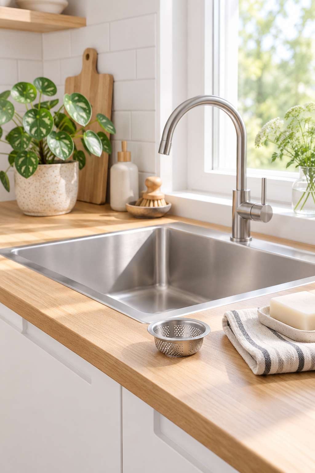 Mesh drain strainer used to prevent future kitchen sink clogs