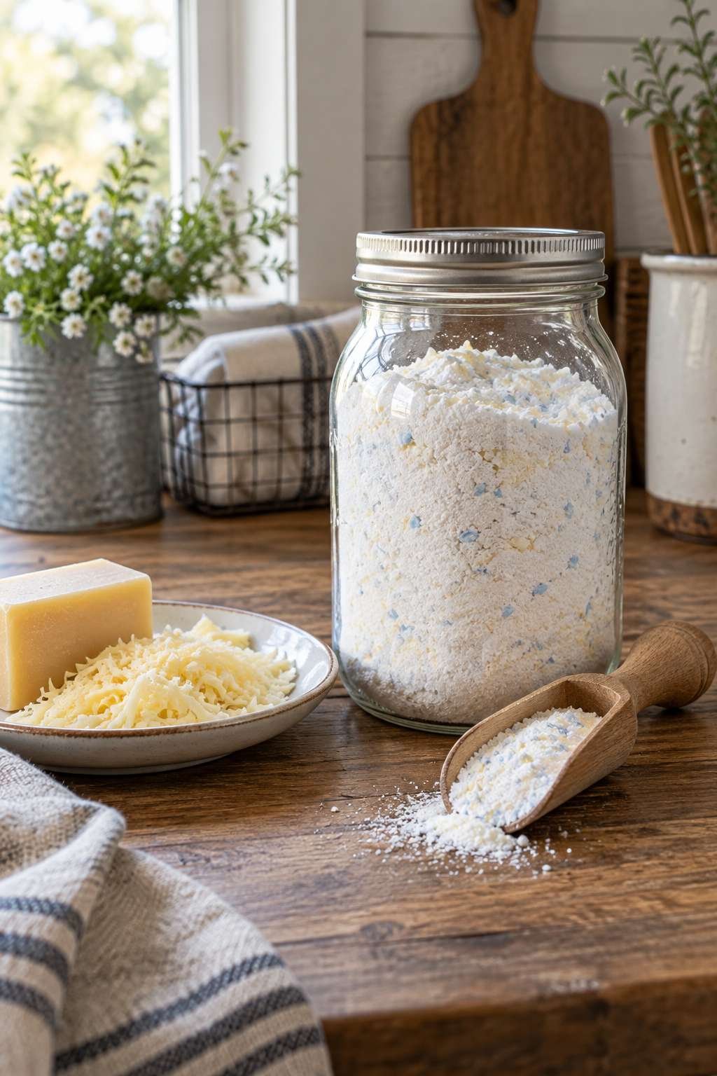 Homemade laundry soap in a mason jar showing how to make laundry soap at home